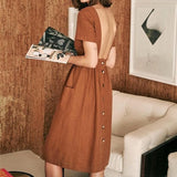 Robe dos nu à col rond et à la mode sexy