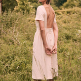 Robe dos nu à col rond et à la mode sexy