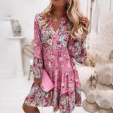 Robe florale élégante et douce à col en V