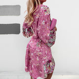 Robe florale élégante et douce à col en V