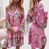 Robe florale élégante et douce à col en V