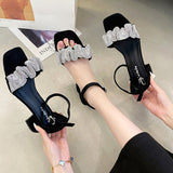 Sandales à bout ouvert et talon épais pour femmes