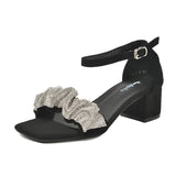 Sandales à bout ouvert et talon épais pour femmes