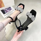 Sandales à bout ouvert et talon épais pour femmes