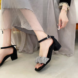 Sandales à bout ouvert et talon épais pour femmes