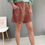 Short de plage décontracté en coton et lin de couleur unie