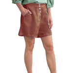 Short de plage décontracté en coton et lin de couleur unie