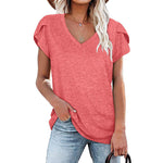 T-shirt manches courtes col V uni