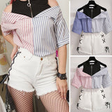 Splice rayé chemise sans bretelles pantalon court ensemble deux pièces