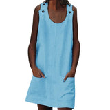 Robe à bretelles en coton et lin