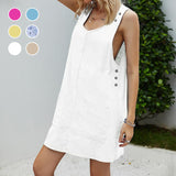 Robe à bretelles en coton et lin