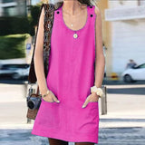 Robe à bretelles en coton et lin