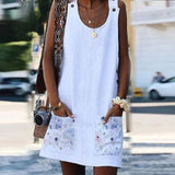 Robe à bretelles en coton et lin