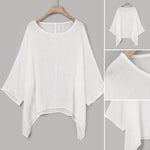 T-shirt ample décontracté chauve-souris de couleur unie