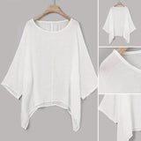 T-shirt ample décontracté chauve-souris de couleur unie