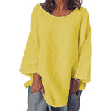 T-shirt col rond uni en coton et lin