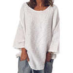 T-shirt col rond uni en coton et lin