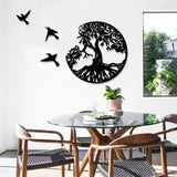 Décoration Murale en Métal Arbre de Vie et 3 Oiseaux à Suspendre
