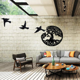 Décoration Murale en Métal Arbre de Vie et 3 Oiseaux à Suspendre