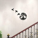 Décoration Murale en Métal Arbre de Vie et 3 Oiseaux à Suspendre