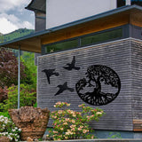 Décoration Murale en Métal Arbre de Vie et 3 Oiseaux à Suspendre