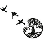 Décoration Murale en Métal Arbre de Vie et 3 Oiseaux à Suspendre