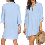 Chemise de protection solaire de plage à col en V