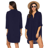 Chemise de protection solaire de plage à col en V