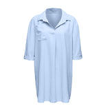 Chemise de protection solaire de plage à col en V