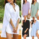 Chemise de protection solaire de plage à col en V