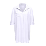 Chemise de protection solaire de plage à col en V