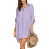 Chemise de protection solaire de plage à col en V