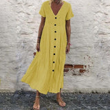 Robe boutonnée à encolure en V