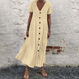 Robe boutonnée à encolure en V