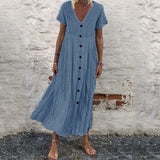 Robe boutonnée à encolure en V