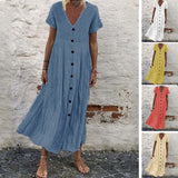 Robe boutonnée à encolure en V