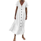 Robe boutonnée à encolure en V