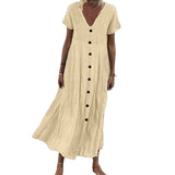 Robe boutonnée à encolure en V