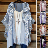 Cardigan en dentelle avec empiècements fleuris