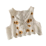 Gilet en tricot à marguerites