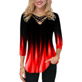 T-shirt Ample Á Col En V Pour Femmes