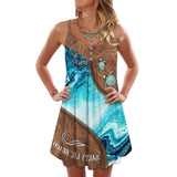 Robe Á Bretelles Spaghetti Imprimée Á Glissière