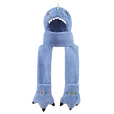 Enfant en bas âge enfants dessin animé dinosaure polaire en peluche chapeau gants écharpe 3 en 1 ensemble
