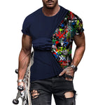 T-shirt homme avec imprimé 3D et col rond