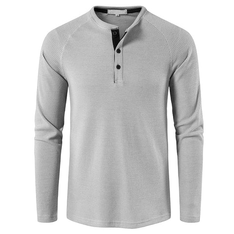 T-shirts décontractés à manches longues Henley pour hommes
