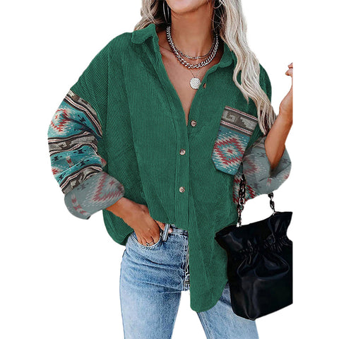 Veste Imprimée à Col Rayé