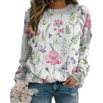 Sweat-shirt Fleuri à Col Rond
