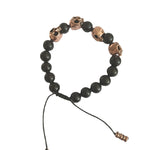 Bracelet de Perles d'Onyx de l'Armée du Crâne en Argent Sterling
