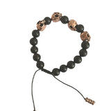 Bracelet de Perles d'Onyx de l'Armée du Crâne en Argent Sterling