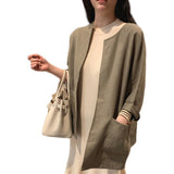 Veste d'automne vintage ample en coton et lin